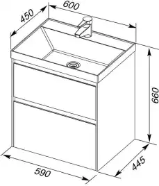 Тумба под раковину Aquanet Гласс 60 белый 196961
