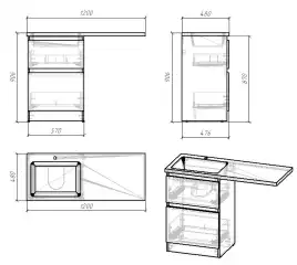 Тумба под раковину Grossman Марсал 120 напольная, под стиральную машину, белая глянцевая (121203)