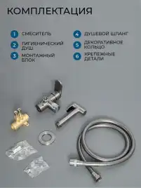 Гигиенический душ со смесителем AVS Beauty 811-531-GM, оружейная сталь