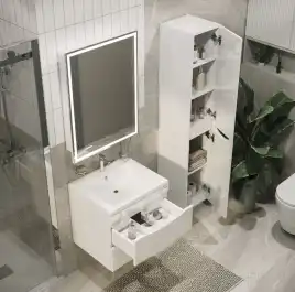 Тумба под раковину Grossman Виста 50 подвесная, белая глянцевая (105057)