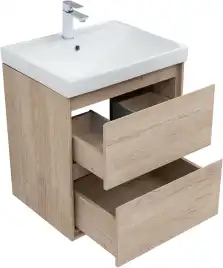 Тумба под раковину Aquanet Милан 60 дуб светлый, подвесная, 336382