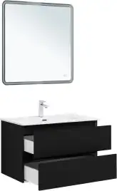 Тумба под раковину Aquanet Вега 2.0 80 черный, подвесная, 337955