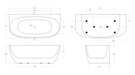 Акриловая ванна BELBAGNO 170х80 BB83-1700-W0 овальная, пристенная, без перелива, Белая