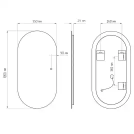 Зеркало с подсветкой AVS Гарда 55x105 см, сенсор