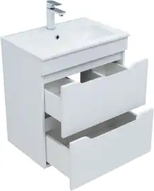 Тумба под раковину Aquanet Практика 60 белый глянец, 347963