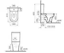 Унитаз биде Vitra Zentrum 9012B003-7226 с бачком и сиденьем Микролифт