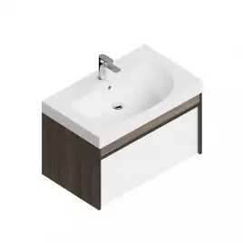 Тумба под раковину Kerama Marazzi MODULA 80 см, MO.80.1+1\AR подвесная, Арабика / Белый глянцевый
