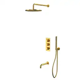 Душевая система для ванны WHITECROSS Y gold YSET11GL, термостатическая, скрытого монтажа, Золото глянцевое