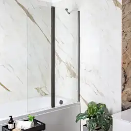 Шторка на ванну AVS Асти Дуо 100 см правая профиль оружейная сталь, прозрачное стекло, 803-0016-150-5545R-WS-T