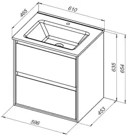 Тумба под раковину Aquanet Милан 60 белый глянец, подвесная, 336367