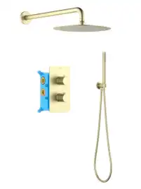 Душевая система Aquatek Европа AQ1376BG для душа встраиваемая, с термостатом, Золото матовое