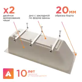 Акриловая ванна Radomir Дижон Ангосто 170х70, на ножках, встраиваемая, белая