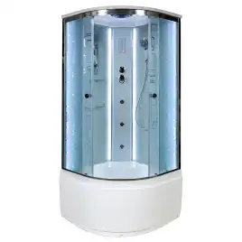 Душевая кабина AvaCan EM5011LED+GM 110x110 см, высокий поддон, с крышей