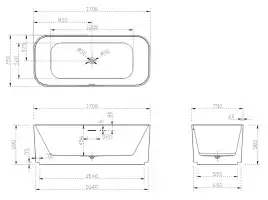 Акриловая ванна Abber 170х75 AB9363-1.7, отдельностоящая, Белая глянцевая