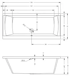 Акриловая ванна Riho JULIA 170x75 прямоугольная B011001005