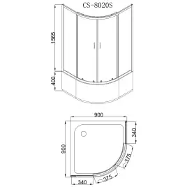 Душевой уголок Loranto 90х90х195, поддон 40 см, профиль сатин, CS-8020S