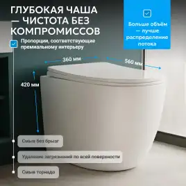 Приставной унитаз ABBER Bequem AC1111TMW белый матовый, безободковый, смыв торнадо