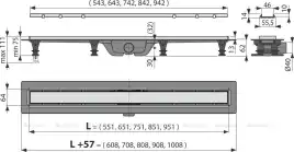 Душевой лоток AlcaPlast APZ20-950 Simple с решеткой под плитку, с рамкой / Нержавеющая сталь