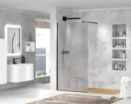Душевая перегородка CEZARES LIBERTA-L-1-120-GR-NERO стекло Тонированное (графит), профиль Черный