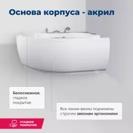 Акриловая ванна Aquanet Capri 170х110 правая (205387), на каркасе, белая