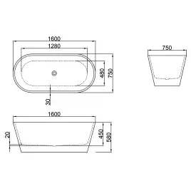 Акриловая ванна Azario RICH 160х75 AZ-6605-16075, Отдельностоящая