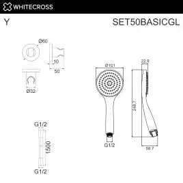 Душевой гарнитур WHITECROSS  SET50BASICGL, Золото глянцевое