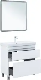 Тумба под раковину Aquanet Слим 80 напольная, белый сатин, 346044