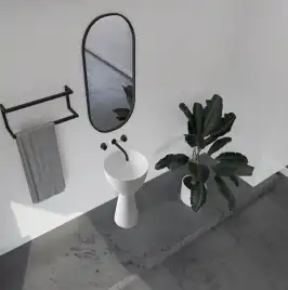 Раковина напольная ABBER STEIN 45х45х90 AS2507, круглая, белая матовая