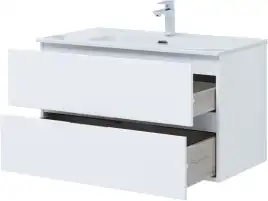 Тумба под раковину Aquanet Алвита New 90 2 ящика, белый матовый 303920