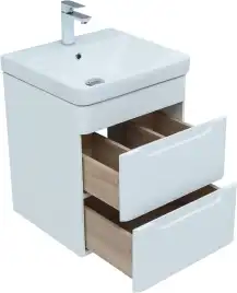 Тумба под раковину Aquanet София 50 белый глянец (2 ящика) 274171