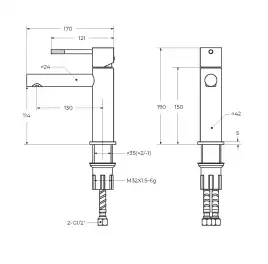 Смеситель для раковины Cezares RELAX-LS2-BORO, Брашированное золото