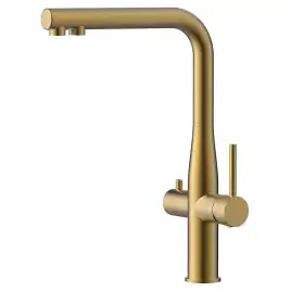 Смеситель для кухни AVS PureRiver брашированное золото, Г-образный излив, 811-160-BG
