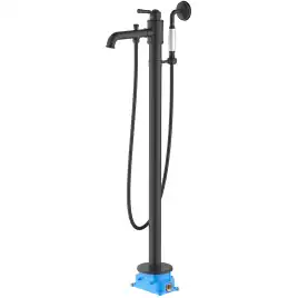 Напольный смеситель для ванны Aquatek Классик AQ1545MB, однорычажный, с внутренней частью, Черный матовый