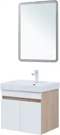 Тумба под раковину Aquanet Оптима 60 дуб светлый/белый сатин, 344799