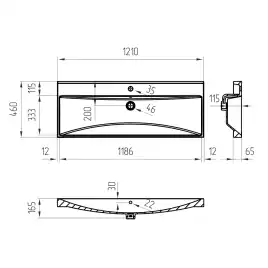 Тумба с раковиной AVS Гармония 120 белая, 2 ящика, N821-07-1200WG-02-1210-WG