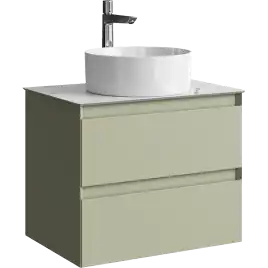 Тумба с раковиной подвесная Aqwella Geometria 65 GE01652SH+STG662X476MW, со столешницей мрамор белый, цвет зеленый шалфей