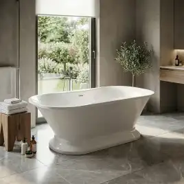 Ванна акриловая AZARIO BORDEAUX 180x90 BOR18090, свободностоящая, в комплекте с сифоном и металлической рамой, белая