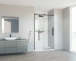 Душевая дверь Vincea Como Soft 110 VDS-1CS110CLGM, раздвижная, профиль вороненая сталь, стекло прозрачное