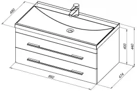 Тумба под раковину Aquanet Верона 90 белый (подвесная 2 ящика) 172335