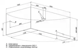 Акриловая ванна Aquanet Jamaica 160х110 левая (205486), на каркасе, белая