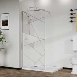 Душевая перегородка Azario Walk-in 100 AZ-271-100-CH-CGP прозрачное стекло 8 мм с графическим принтом, профиль Хром