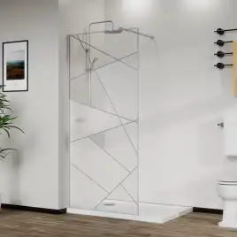 Душевая перегородка Azario Walk-in 100 AZ-271-100-CH-CGP прозрачное стекло 8 мм с графическим принтом, профиль Хром