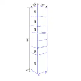 Шкаф-пенал Azario Эстима 35 CS00094555 правый напольный, Белый глянцевый