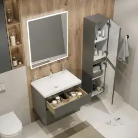 Тумба под раковину Grossman Меркадо 60 подвесная, графит матовый (106077)