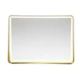 Зеркало Azario Энтони 100х70 АZ-LED012925 с подсветкой и диммером, подогрев, золото матовое