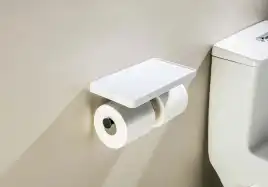 Держатель туалетной бумаги Aquatek Европа AQ4919MB двойной с полкой, Черный матовый