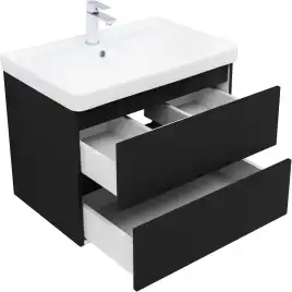 Тумба под раковину Aquanet Вега 2.0 70 черный, подвесная, 337954