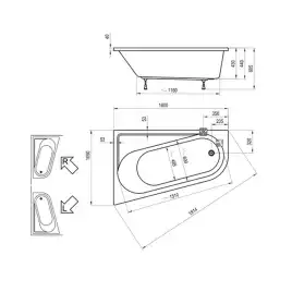 Акриловая ванна Ravak CHROME 170х105 CA31000000 левая, Белая