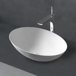 Раковина накладная ABBER STEIN 50х35х15 AS2609, овальная, белая матовая