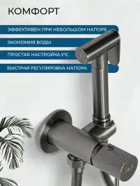 Гигиенический душ со смесителем AVS SEEME 811-331-GM, оружейная сталь